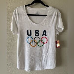 NWT Team Apparel USA Olympic T-Shirt White Size L Women’s Scoopneck